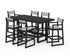 POLYWOOD EDGE Sling 7-Piece Bar Table Set in Black / Birch