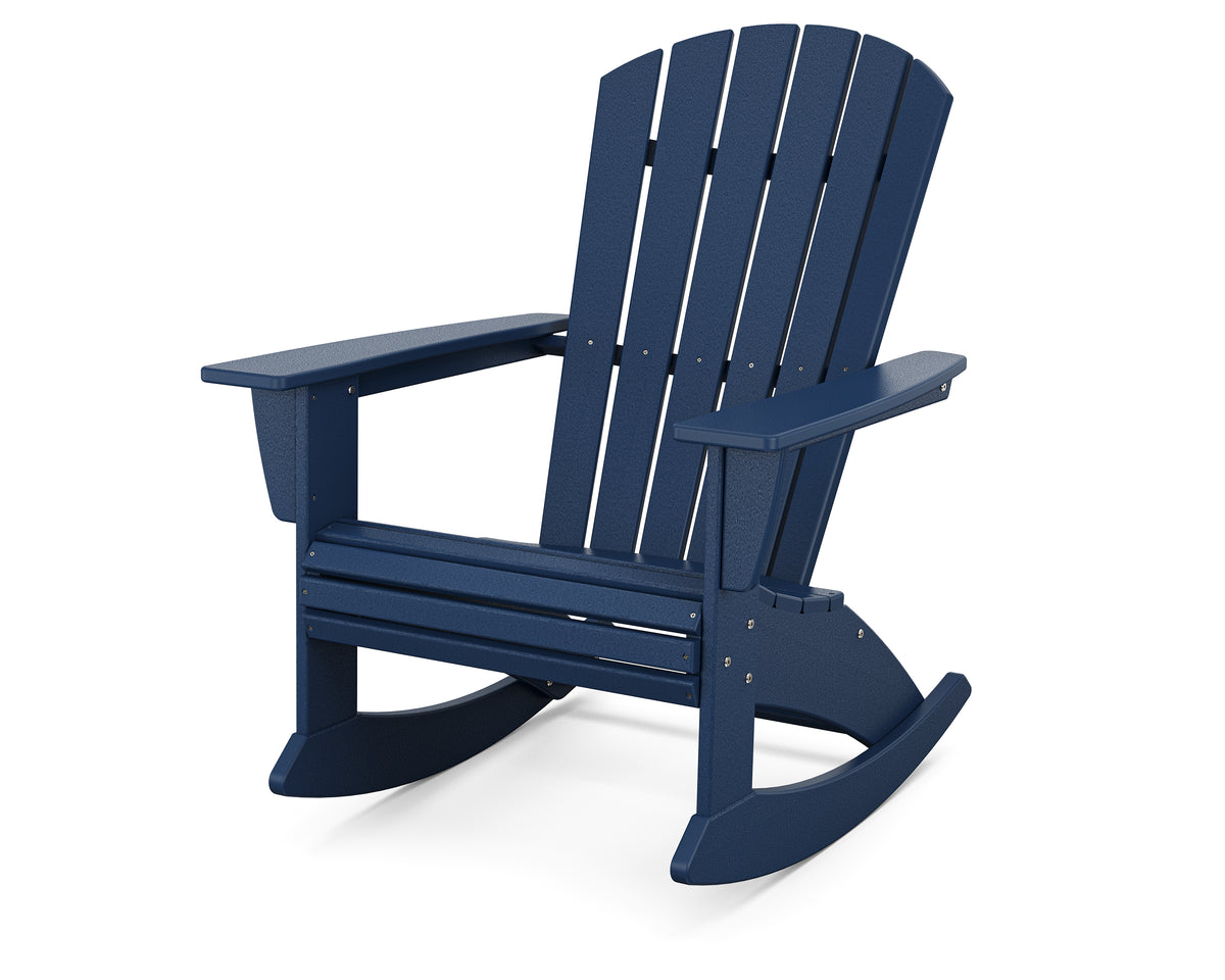 POLYWOOD Nautical Curveback Adirondack Rocking Chair in Navy
