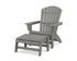 POLYWOOD Nautical Grand Adirondack Chair with Ottoman in Slate Grey