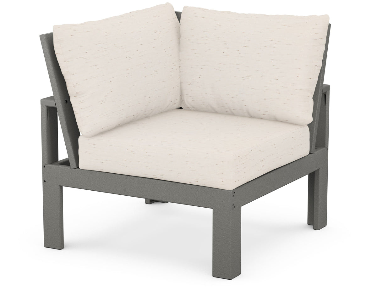 POLYWOOD Modular Corner Chair in Slate Grey / Frequency Parchment