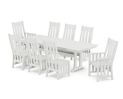 POLYWOOD Acadia 9-Piece Farmhouse Dining Set with Trestle Legs in White