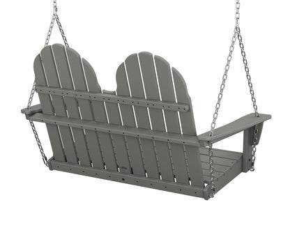 Angled front view of the POLYWOOD Vineyard Adirondack 48" Swing in Slate Grey