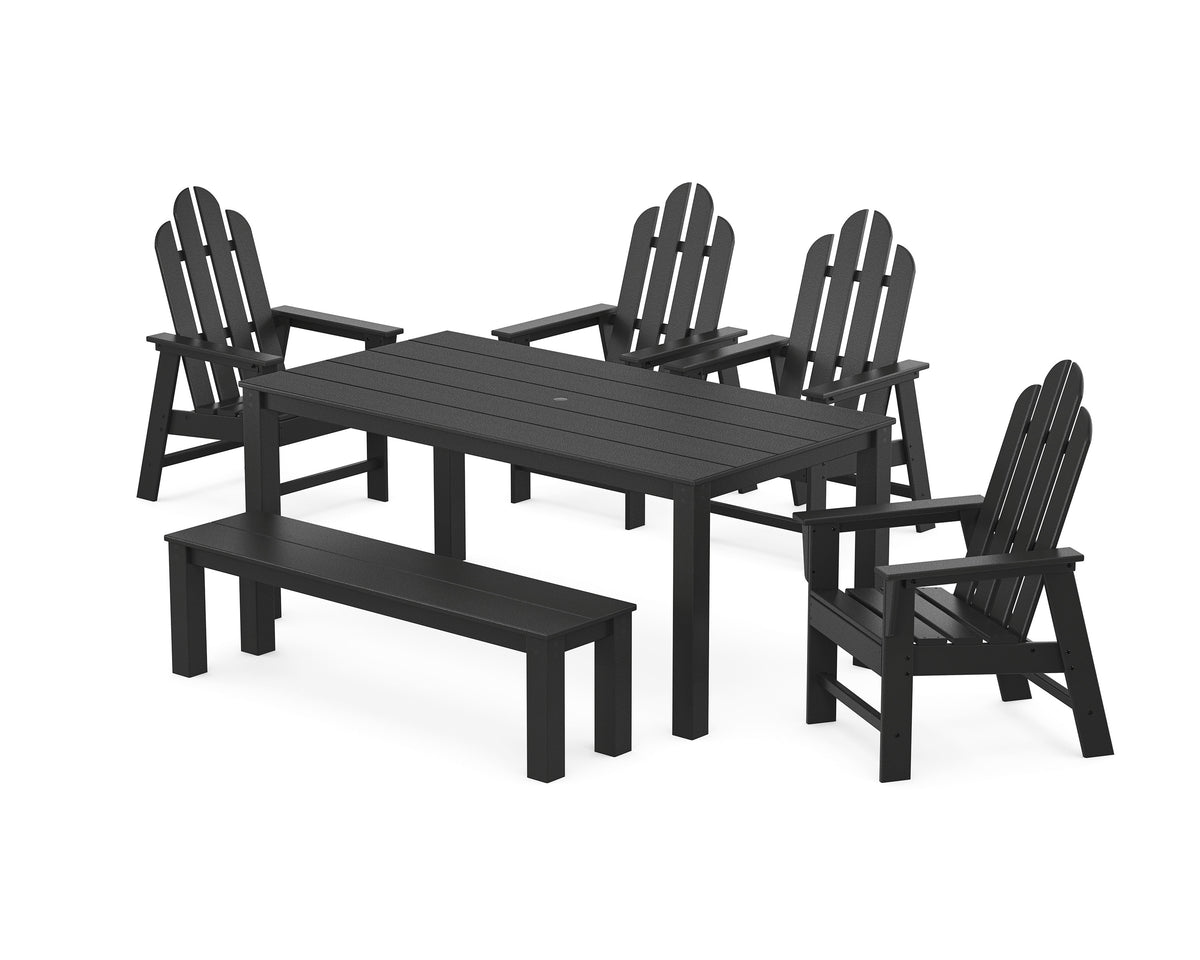 POLYWOOD Long Island 6-Piece Parsons Dining Set with Bench in Black