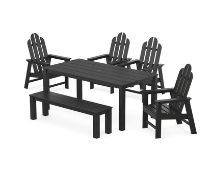 POLYWOOD Long Island 6-Piece Parsons Dining Set with Bench in Black