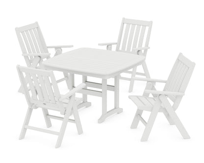 POLYWOOD Vineyard Folding Chair 5-Piece Dining Set - 44" Table in White