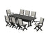 POLYWOOD Coastal 9-Piece Folding Dining Chair Farmhouse Dining Set with Trestle Legs in Black / Birch