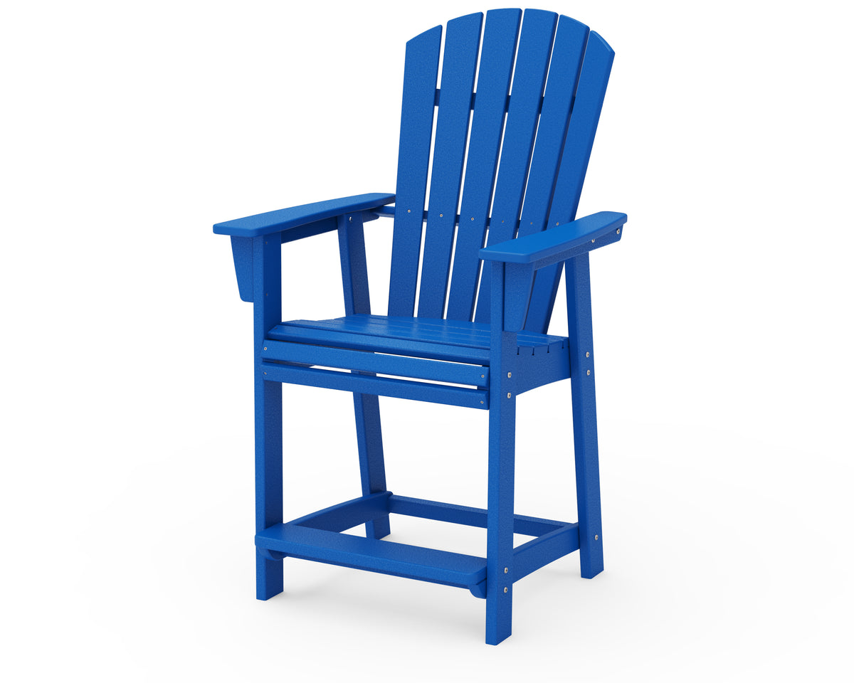 POLYWOOD Nautical Curveback Adirondack Counter Chair in Pacific Blue