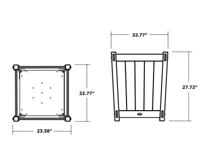 POLYWOOD Vineyard Large Tapered Square Short Planter Box dimensions