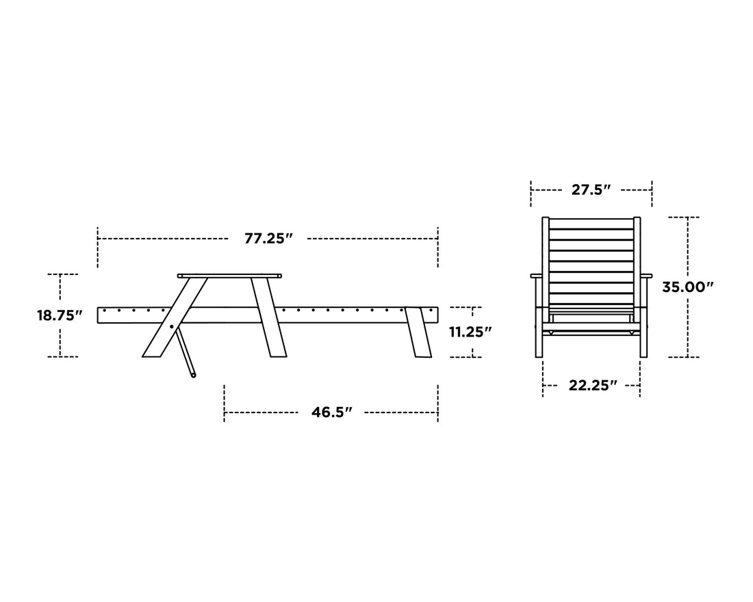 POLYWOOD Captain Chaise with Arms dimensions