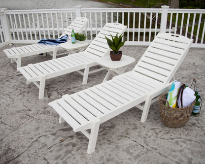 POLYWOOD Nautical Chaise with Wheels in White in an outdoor setting