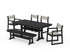 POLYWOOD EDGE Sling 6-Piece Farmhouse Dining Set With Trestle Legs in Black / Birch