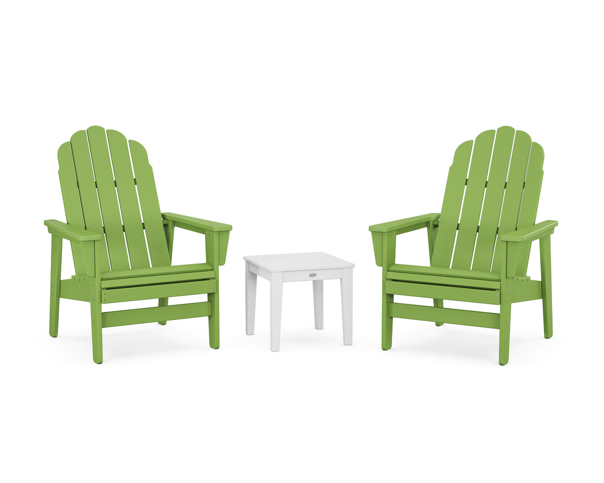 POLYWOOD 3-Piece Vineyard Grand Upright Adirondack Set in Lime / White