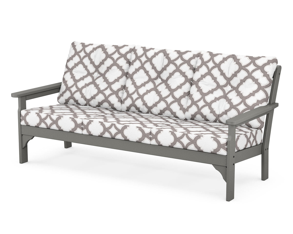 POLYWOOD Vineyard Deep Seating Sofa in Slate Grey / Trellis Grey Mist