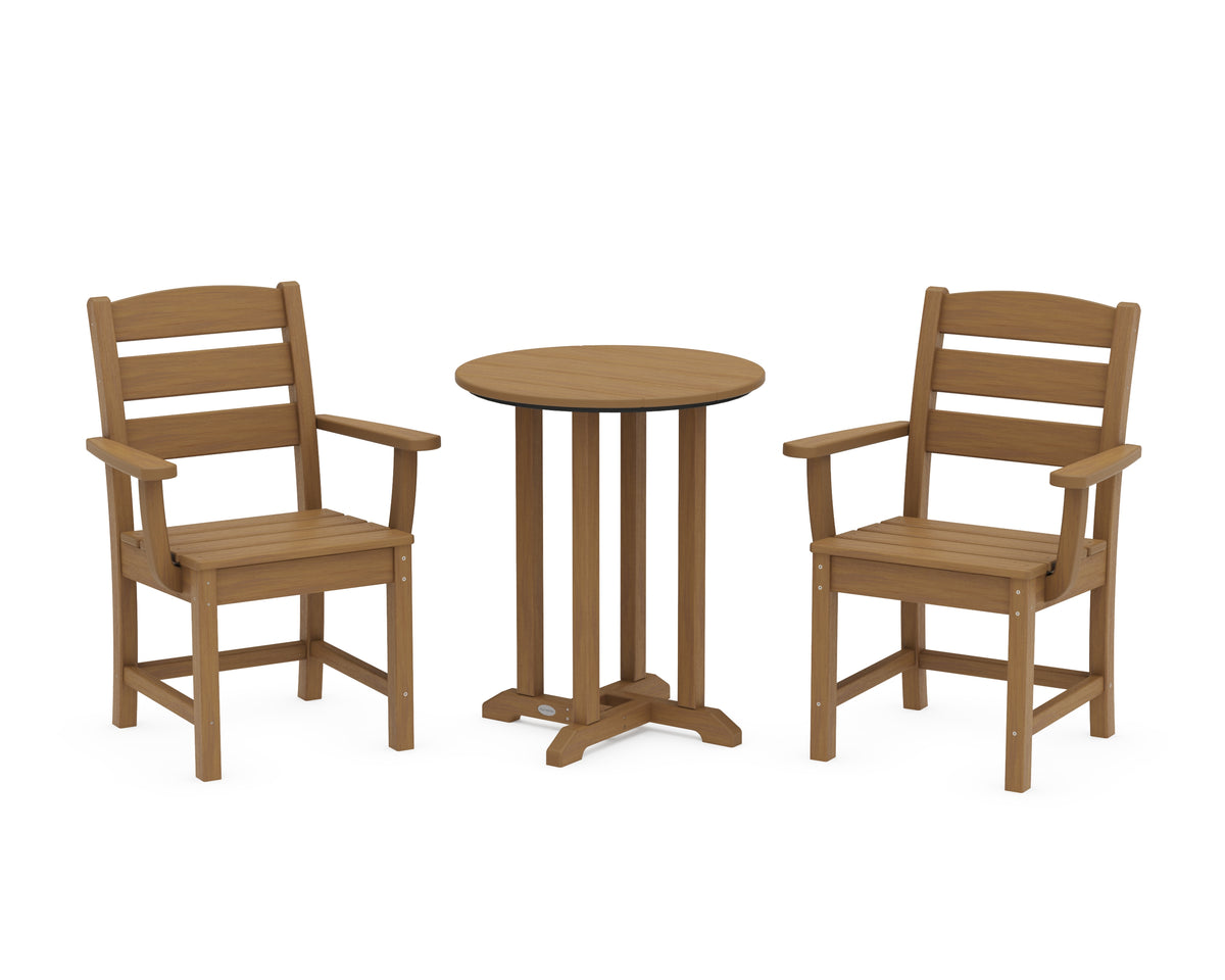 POLYWOOD Lakeside 3-Piece Round Bistro Dining Set in Natural