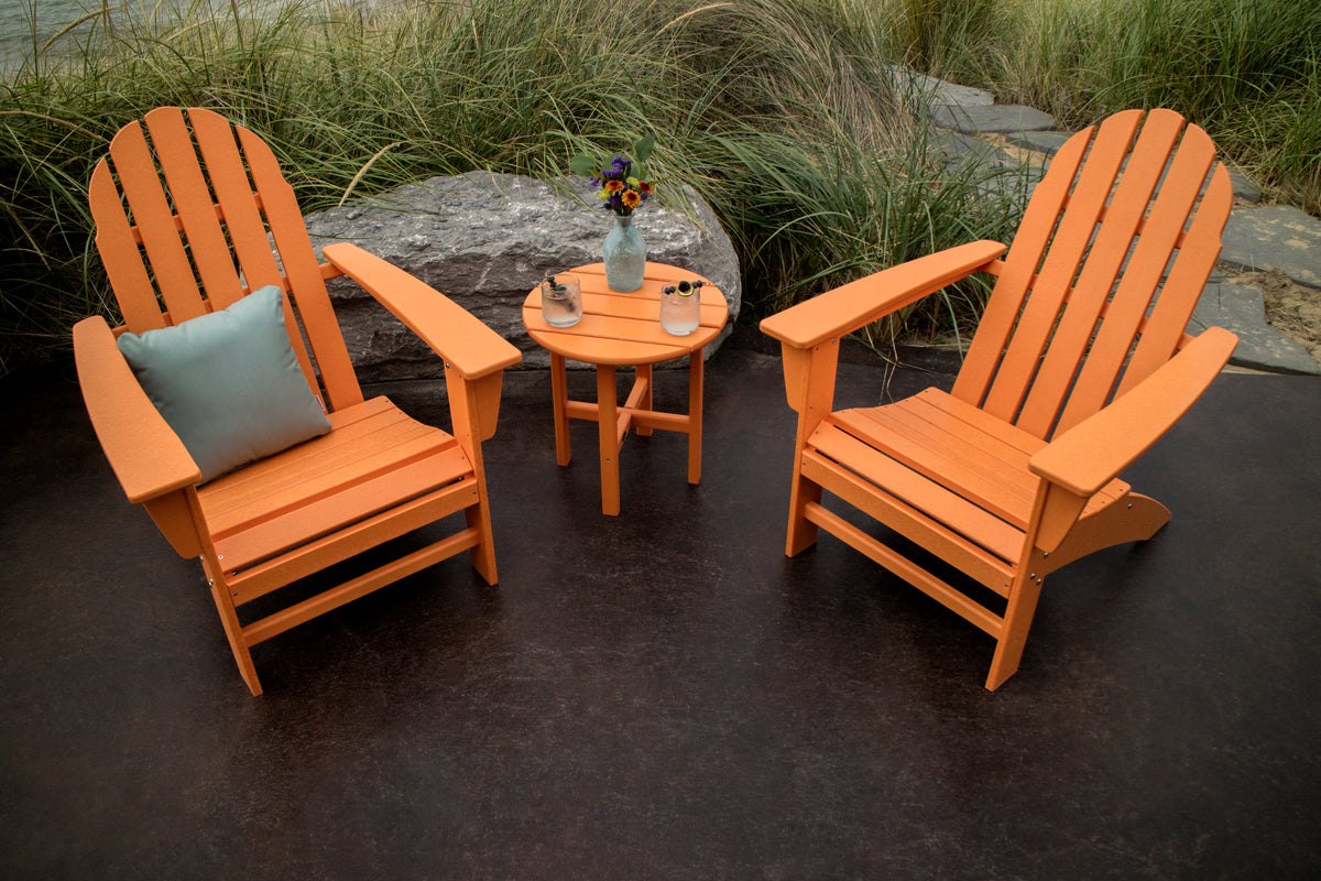 Detail photo of the POLYWOOD Vineyard Adirondack Chair in Tangerine