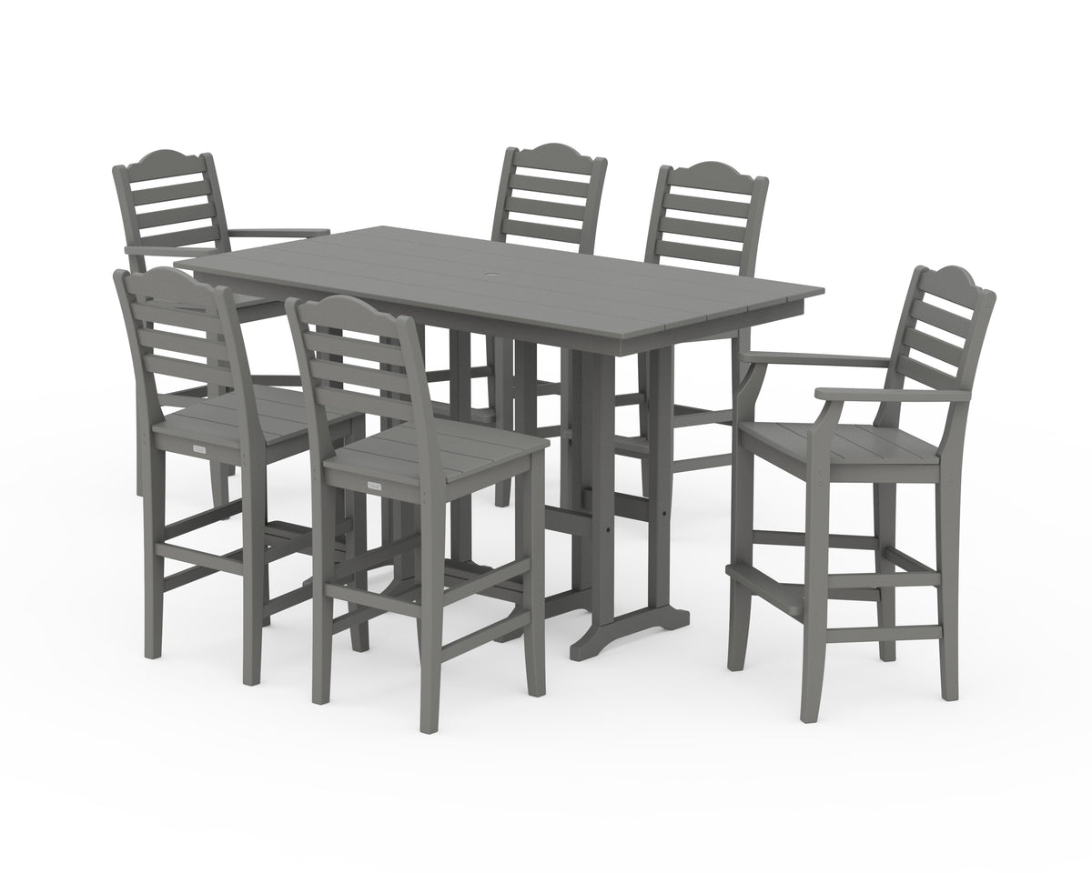 POLYWOOD Savannah 7-Piece Farmhouse Bar Set in Slate Grey