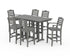 POLYWOOD Savannah 7-Piece Farmhouse Bar Set in Slate Grey