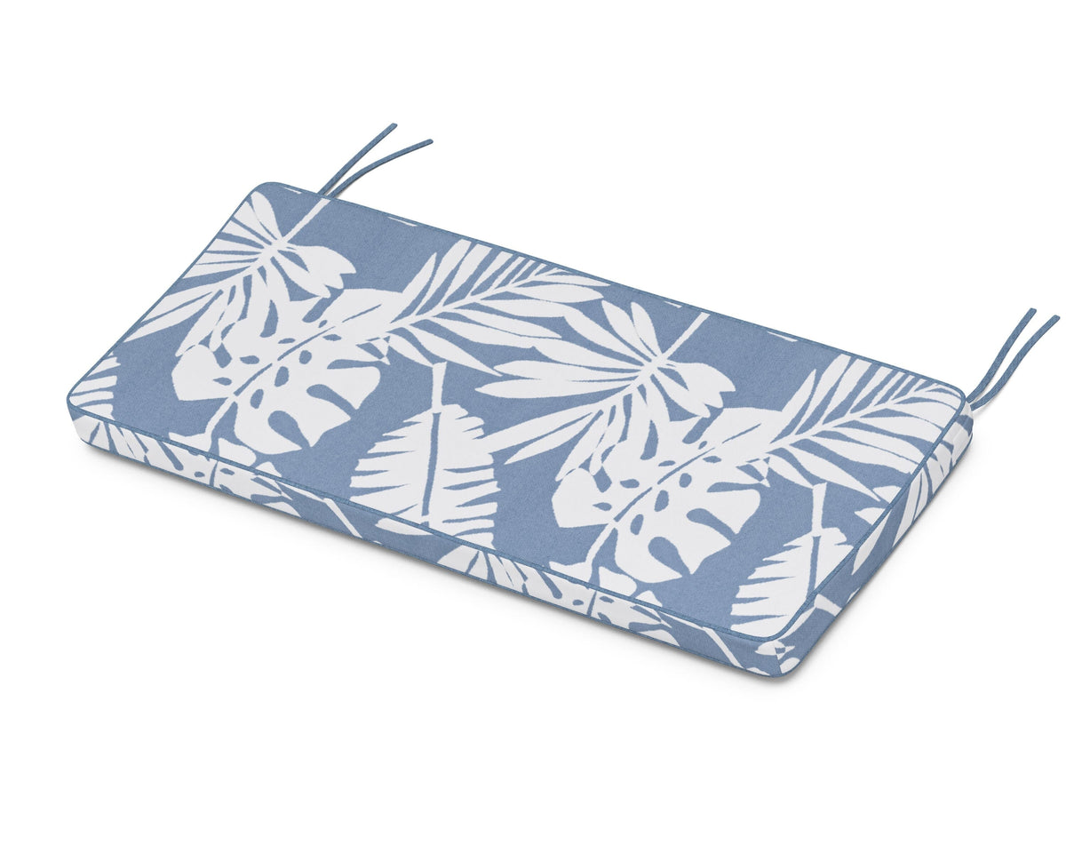 POLYWOOD Chinoiserie 48" Bench Seat Cushion in Leaf Sky Blue