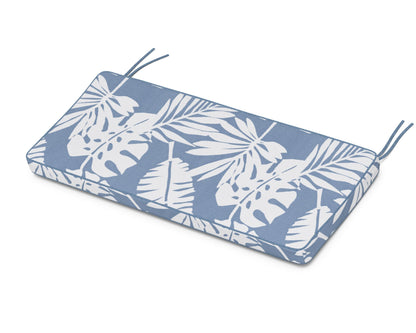 POLYWOOD Chinoiserie 48" Bench Seat Cushion in Leaf Sky Blue