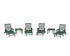 POLYWOOD Chippendale 6-Piece Chaise Set with Arms and Wheels in Green