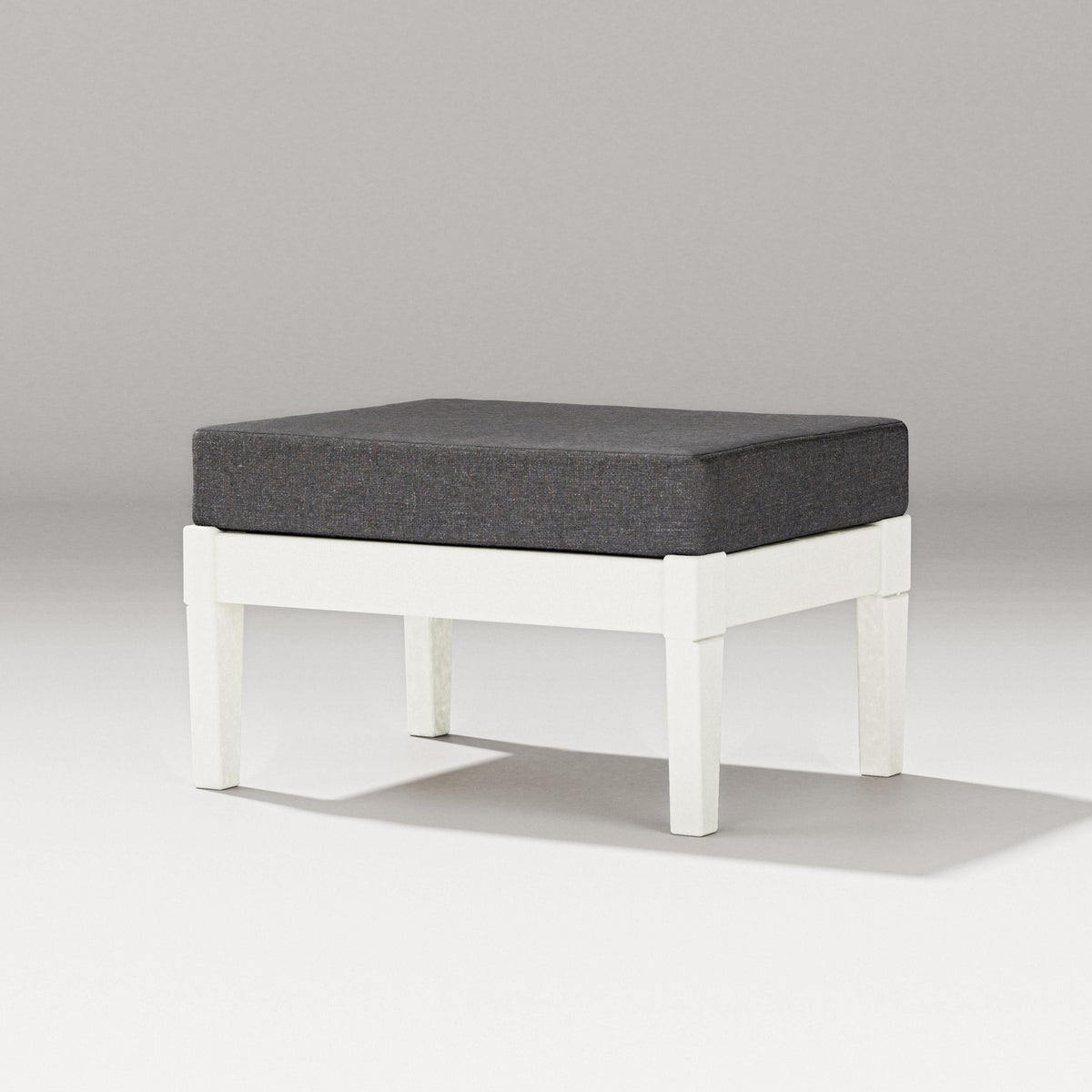 POLYWOOD Estate Lounge Ottoman in Vintage White / Ash Charcoal