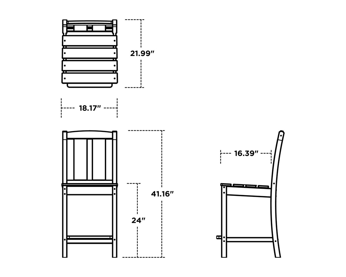 POLYWOOD Mission Counter Side Chair dimensions
