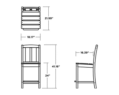 POLYWOOD Mission Counter Side Chair dimensions