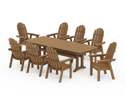 POLYWOOD Vineyard Curveback Adirondack 9-Piece Dining Set with Trestle Legs in Natural