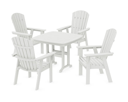 POLYWOOD Nautical Curveback Adirondack 5-Piece Dining Set - 37" Table in Vintage White