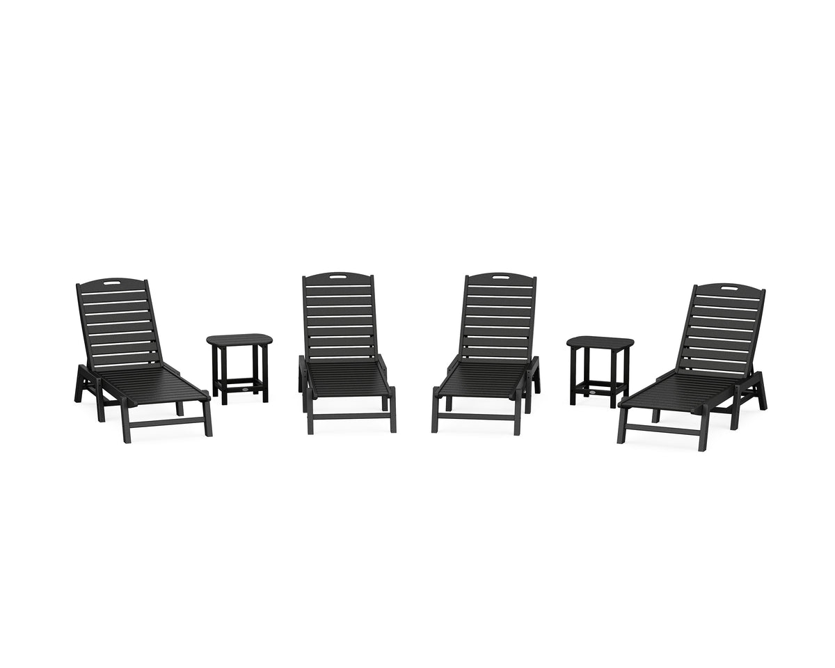 POLYWOOD Nautical Chaise 6-Piece Set in Black