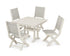 POLYWOOD Coastal Folding Side Chair 5-Piece Farmhouse Dining Set With Trestle Legs in Sand / Birch
