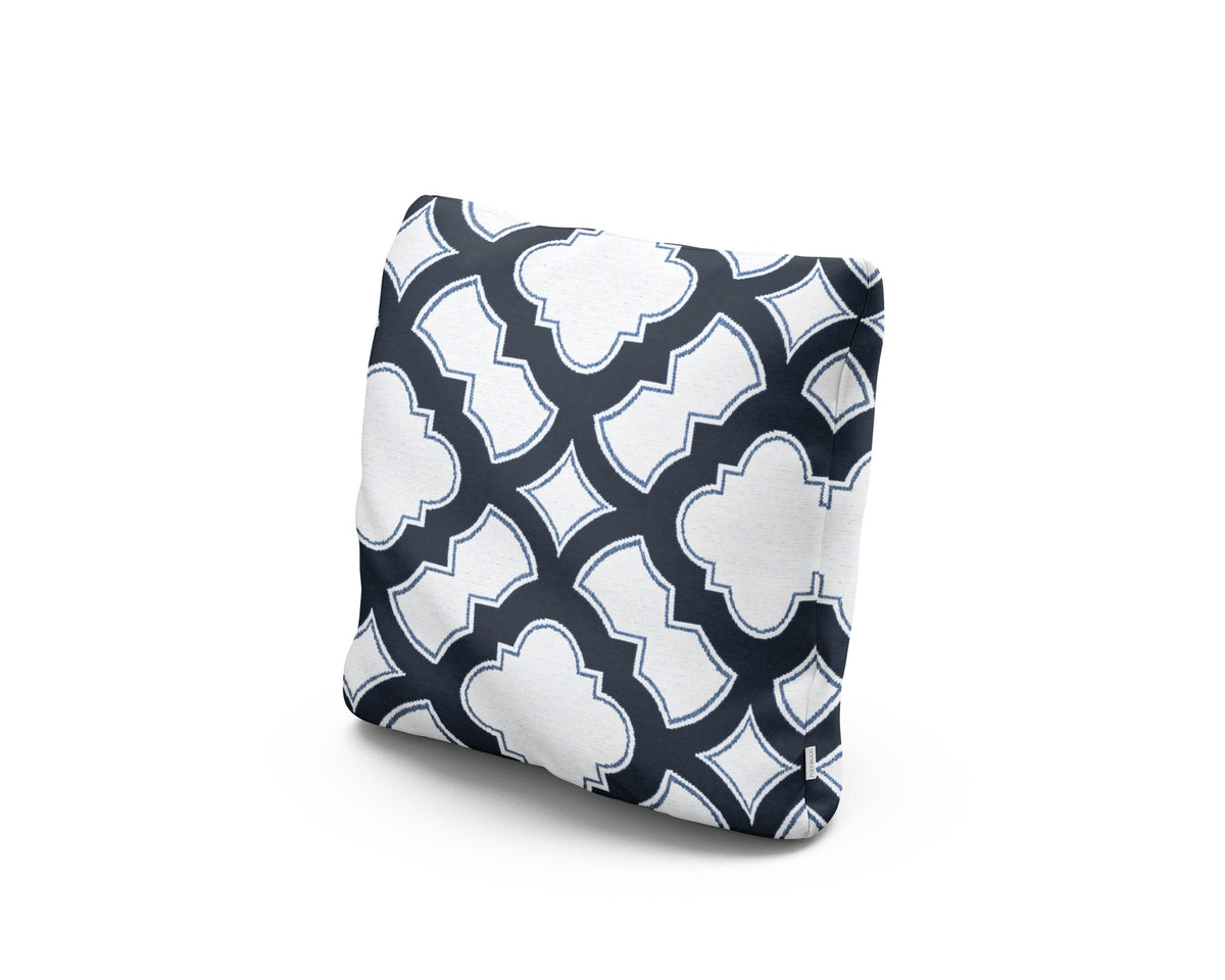 POLYWOOD 16" Outdoor Throw Pillow in Trellis Marine Indigo