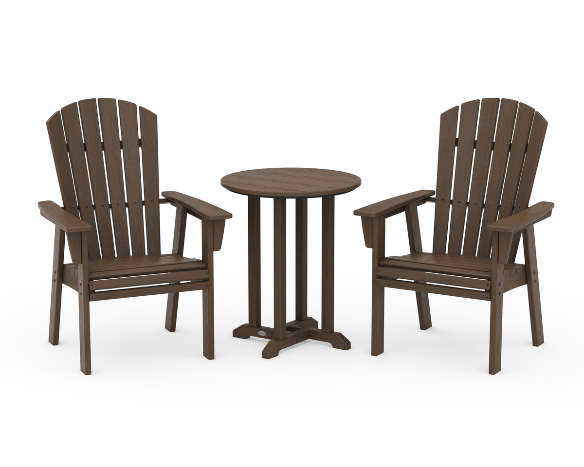 POLYWOOD Nautical Adirondack 3-Piece Round Bistro Dining Set in Kona
