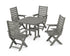 POLYWOOD Captain Folding Chair 5-Piece Dining Set in Slate Grey
