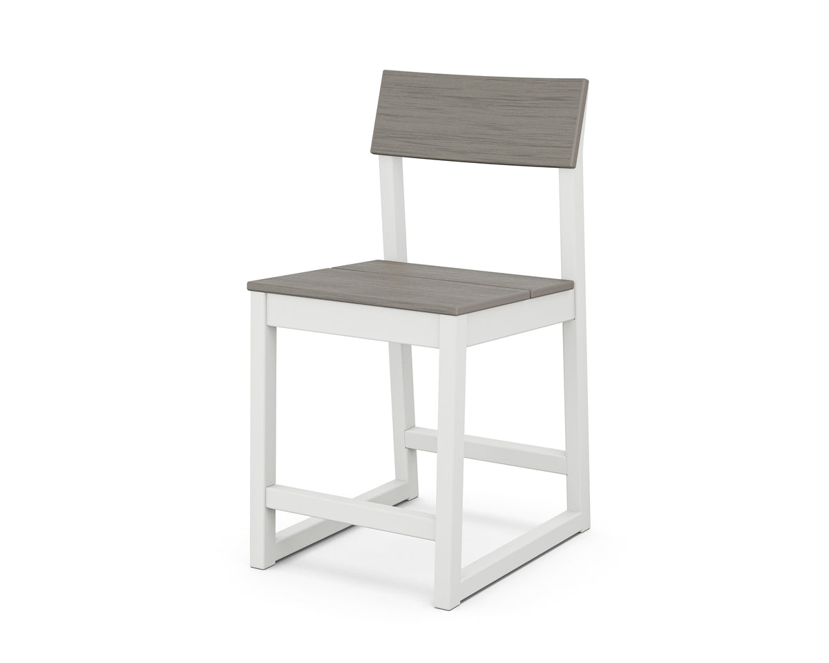 POLYWOOD EDGE Counter Side Chair in White / Driftwood