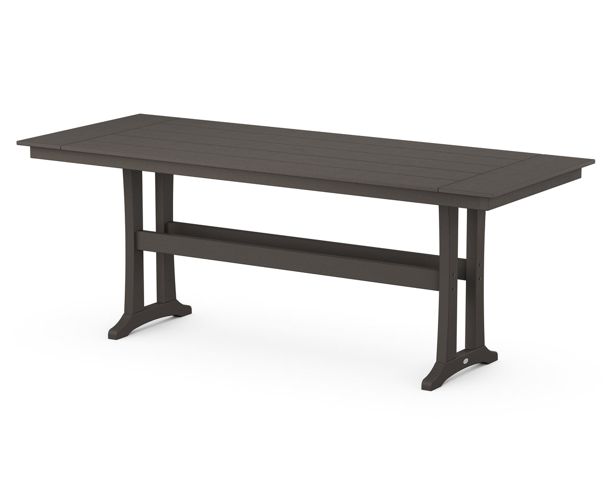 POLYWOOD Farmhouse Trestle 38" x 96" Counter Table in Vintage Coffee