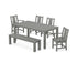 POLYWOOD Prairie 6-Piece Parsons Dining Set with Bench with Prairie Dining Side Chair in Slate Grey