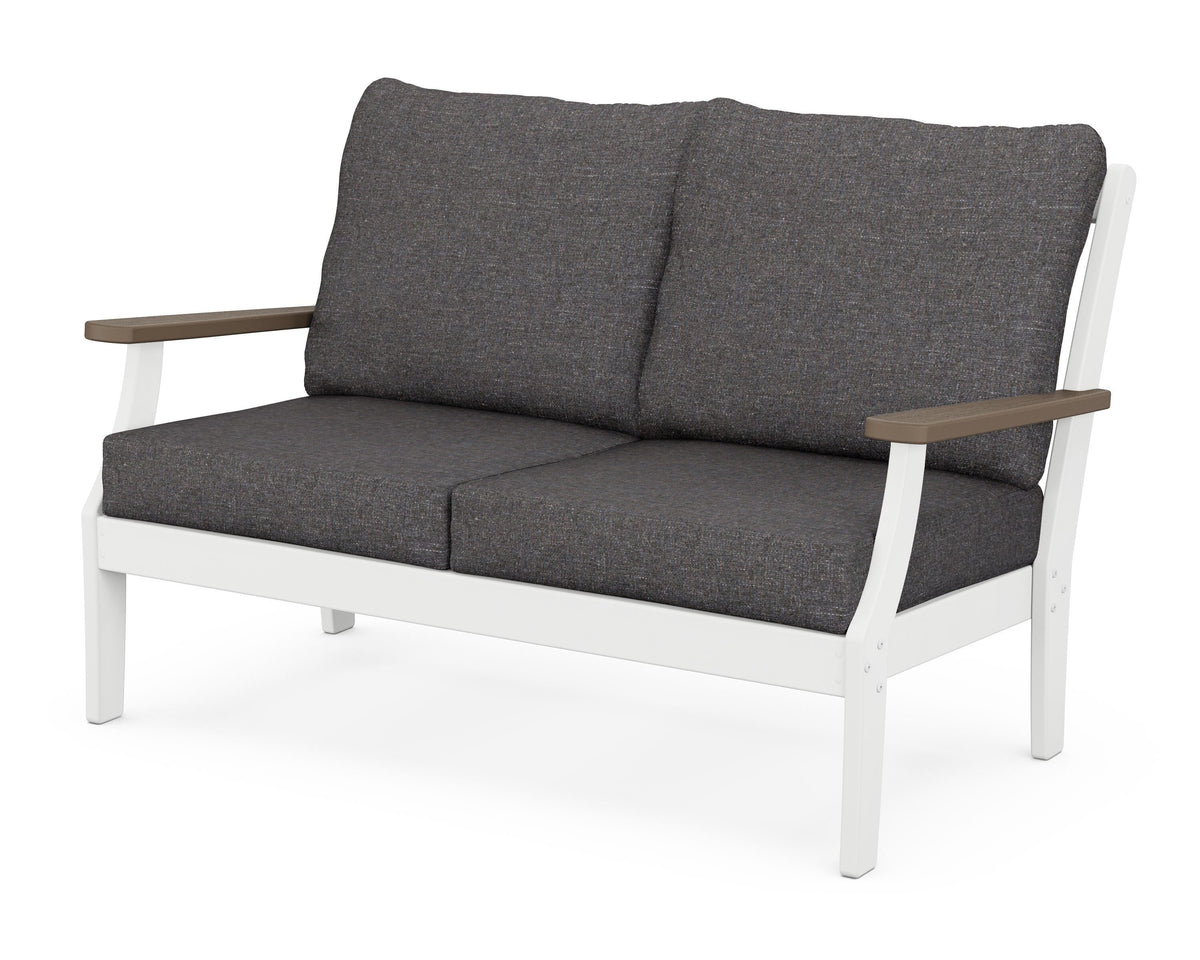 POLYWOOD Braxton Deep Seating Loveseat in White / Kona / Ash Charcoal