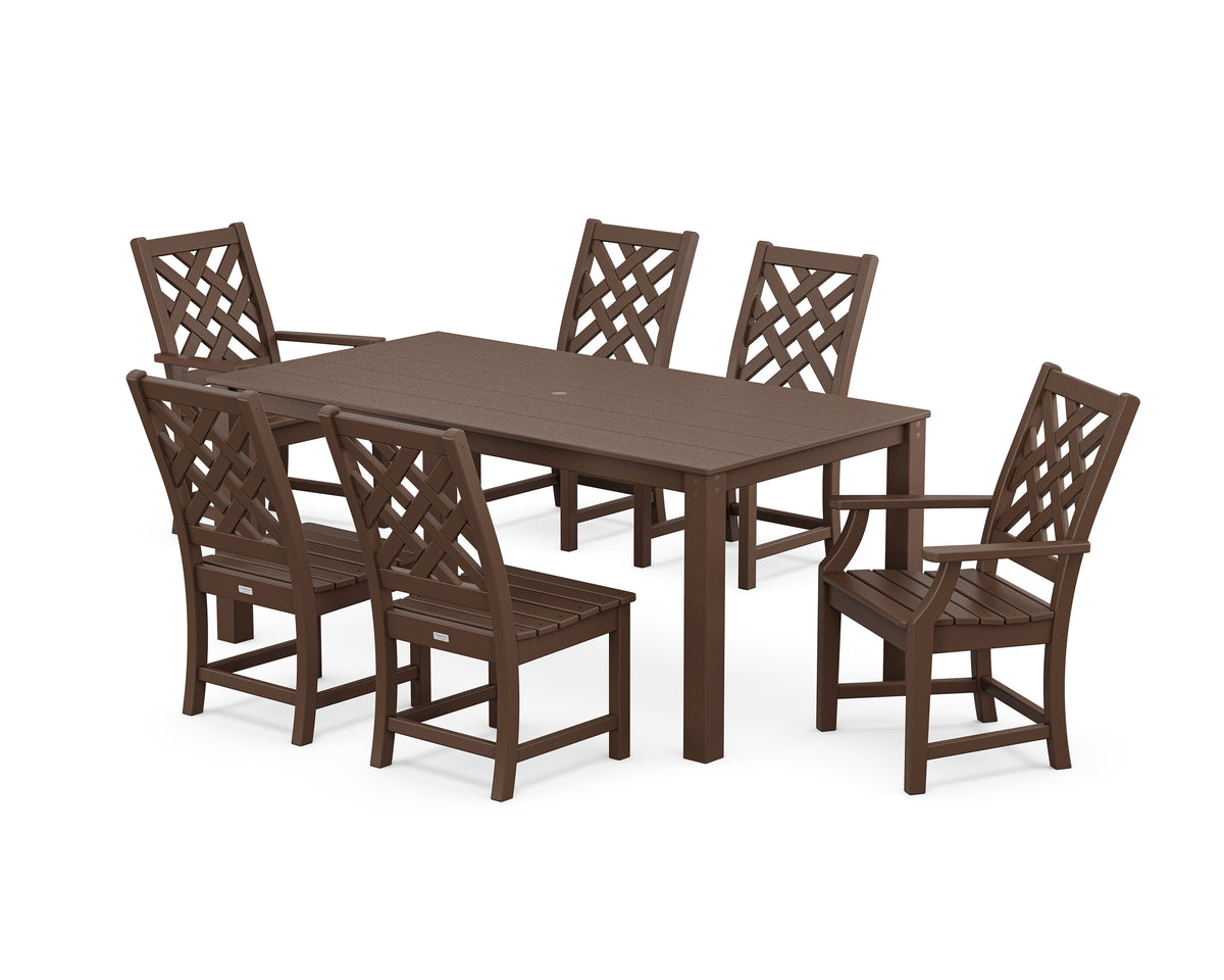 POLYWOOD Wovendale 7-Piece Parsons Dining Set in Mahogany