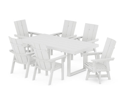 POLYWOOD Modern Adirondack 7-Piece Dining Set in White