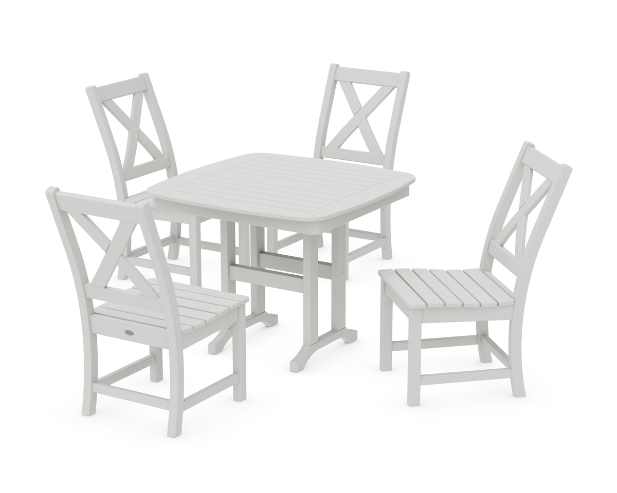 POLYWOOD Braxton Side Chair 5-Piece Dining Set in Vintage White