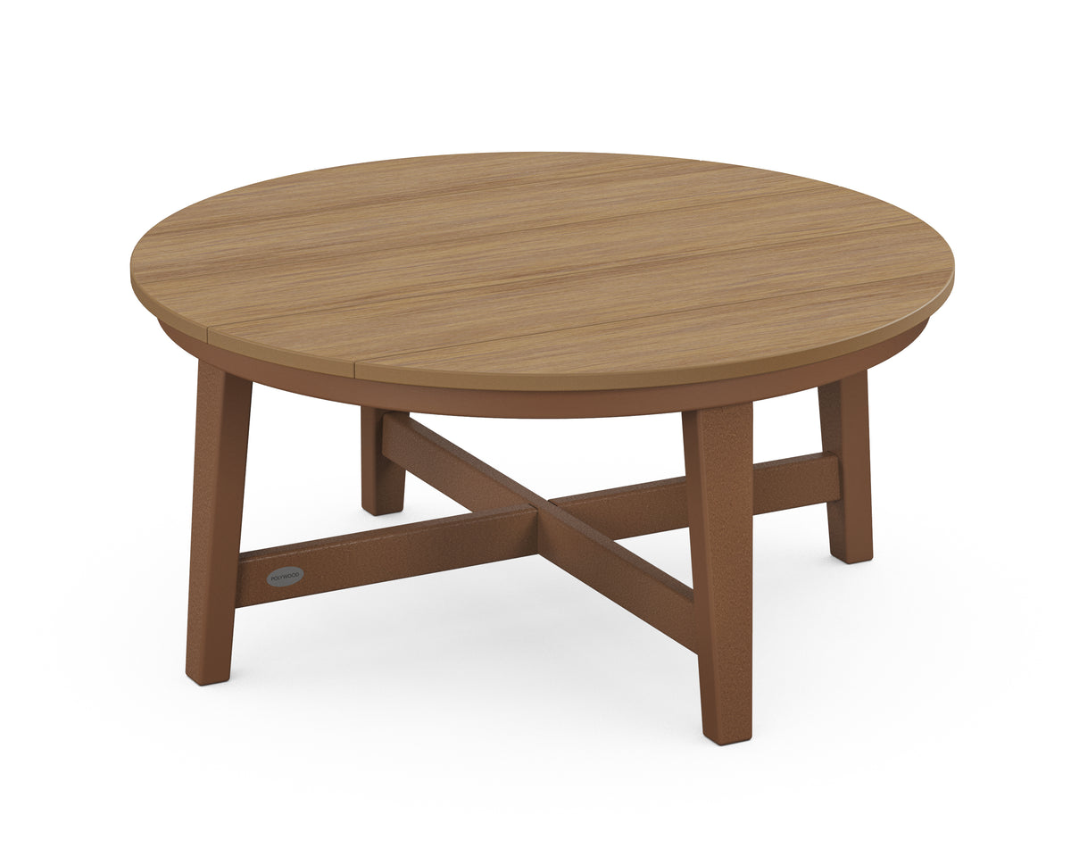 POLYWOOD Newport 36" Round Coffee Table in Teak / Natural