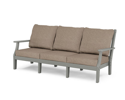 POLYWOOD Wovendale Deep Seating Sofa in Slate Grey / Spiced Burlap
