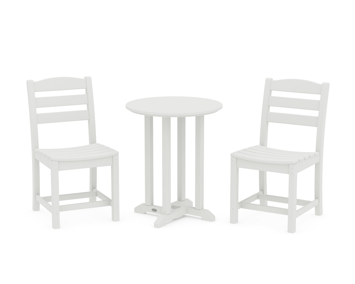 POLYWOOD La Casa Café Side Chair 3-Piece Round Bistro Dining Set in Vintage White