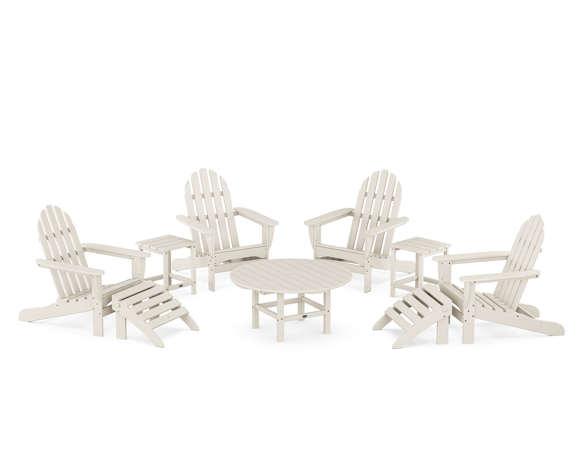 POLYWOOD Classic Adirondack Chair 9-Piece Conversation Set in Sand