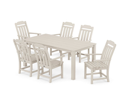 POLYWOOD Cottage Arm Chair 7-Piece Parsons Dining Set in Sand