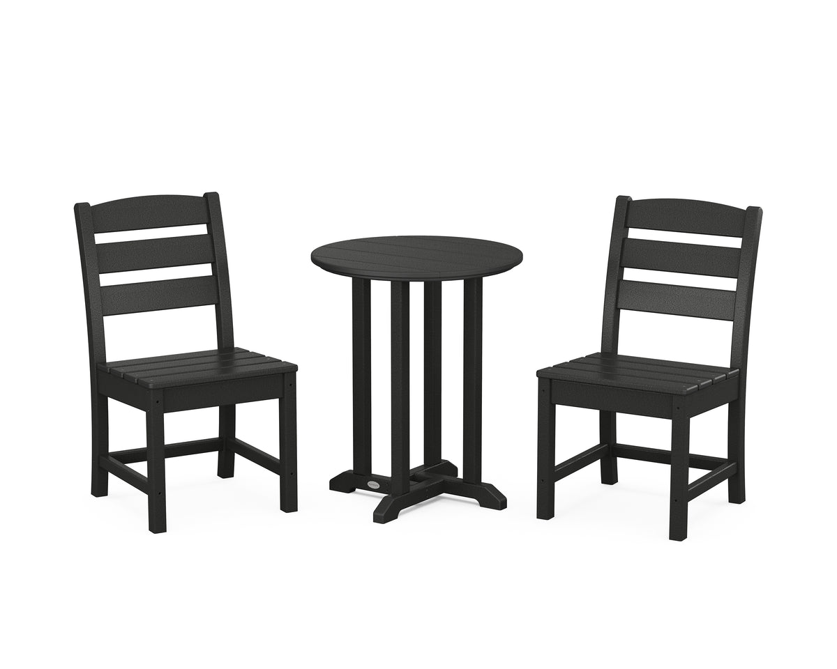 POLYWOOD Lakeside Side Chair 3-Piece Round Bistro Dining Set in Black