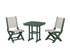 POLYWOOD Coastal Folding Side Chair 3-Piece Dining Set in Green / Birch