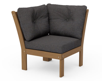 POLYWOOD Vineyard Modular Corner Chair in Natural / Ash Charcoal