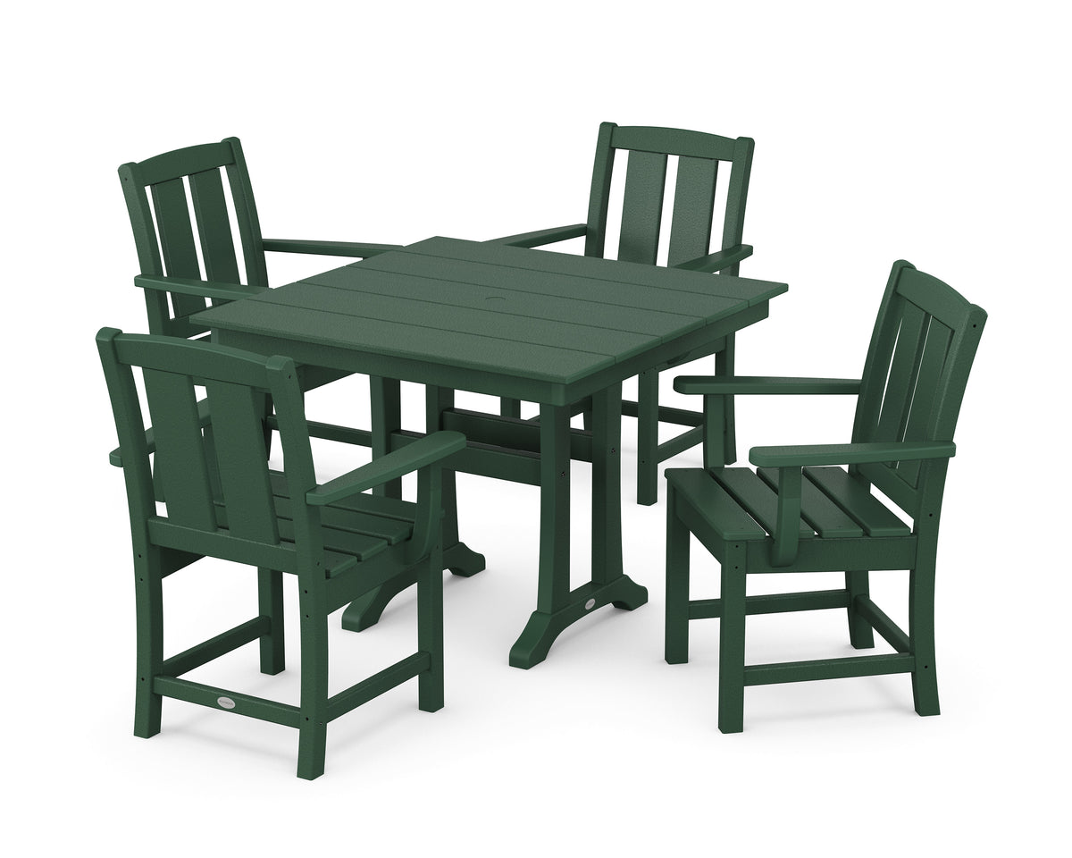 POLYWOOD Mission 5-Piece Farmhouse Dining Set with Trestle Legs in Green
